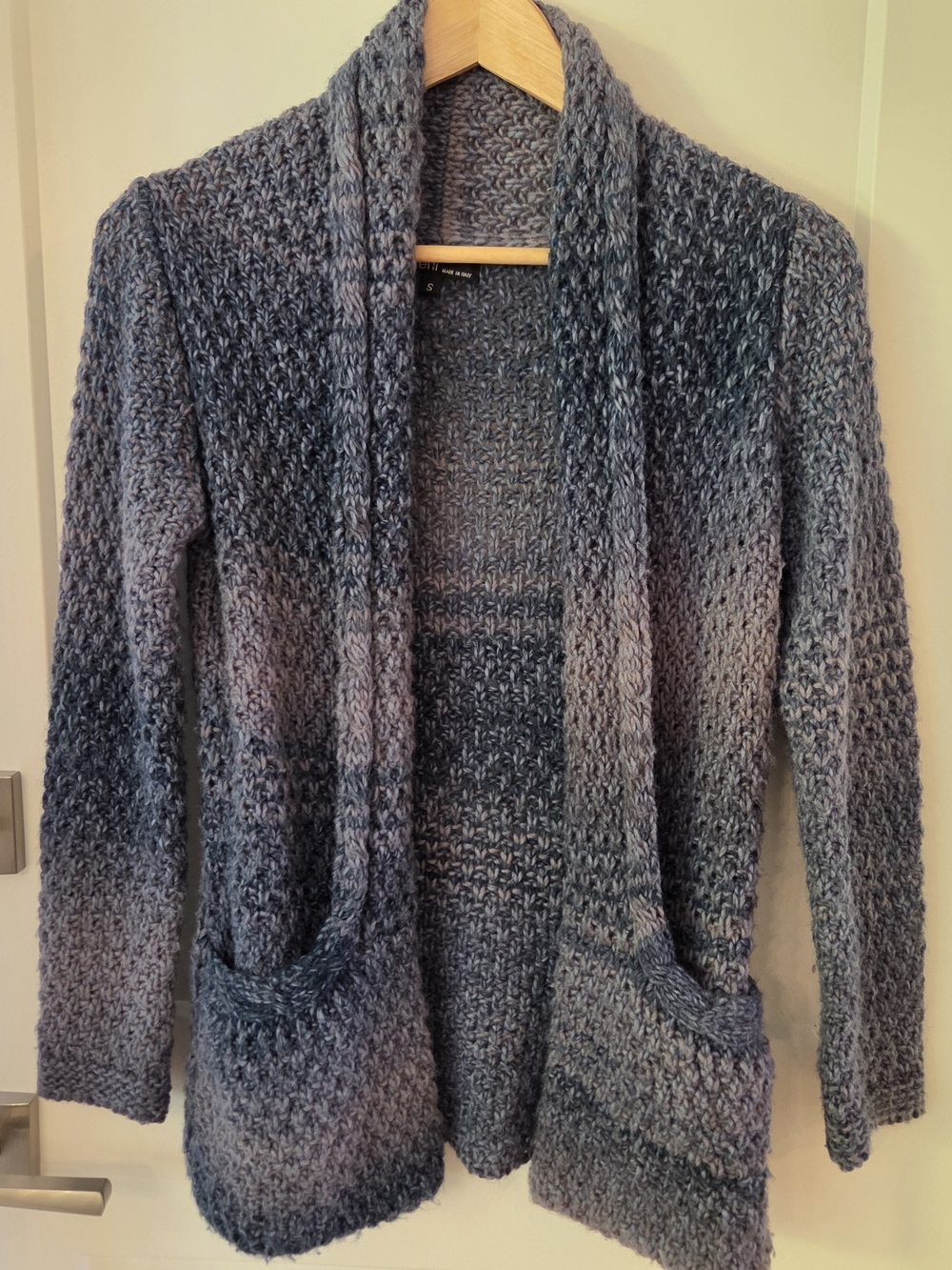 Berretti Blue Marled Open Front Cardigan Sweater S Boho Cozy Wool Blend